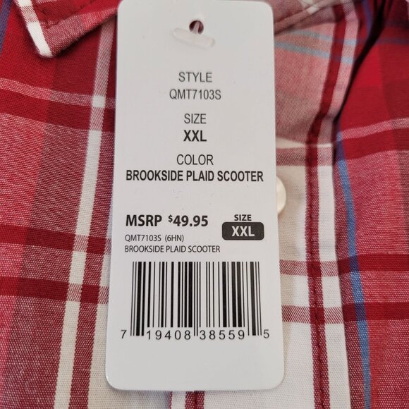 GAP Men's Red Plaid Short Sleeve Button-Up Cotton Poplin Shirt Size XX-Large - Picture 7 of 12